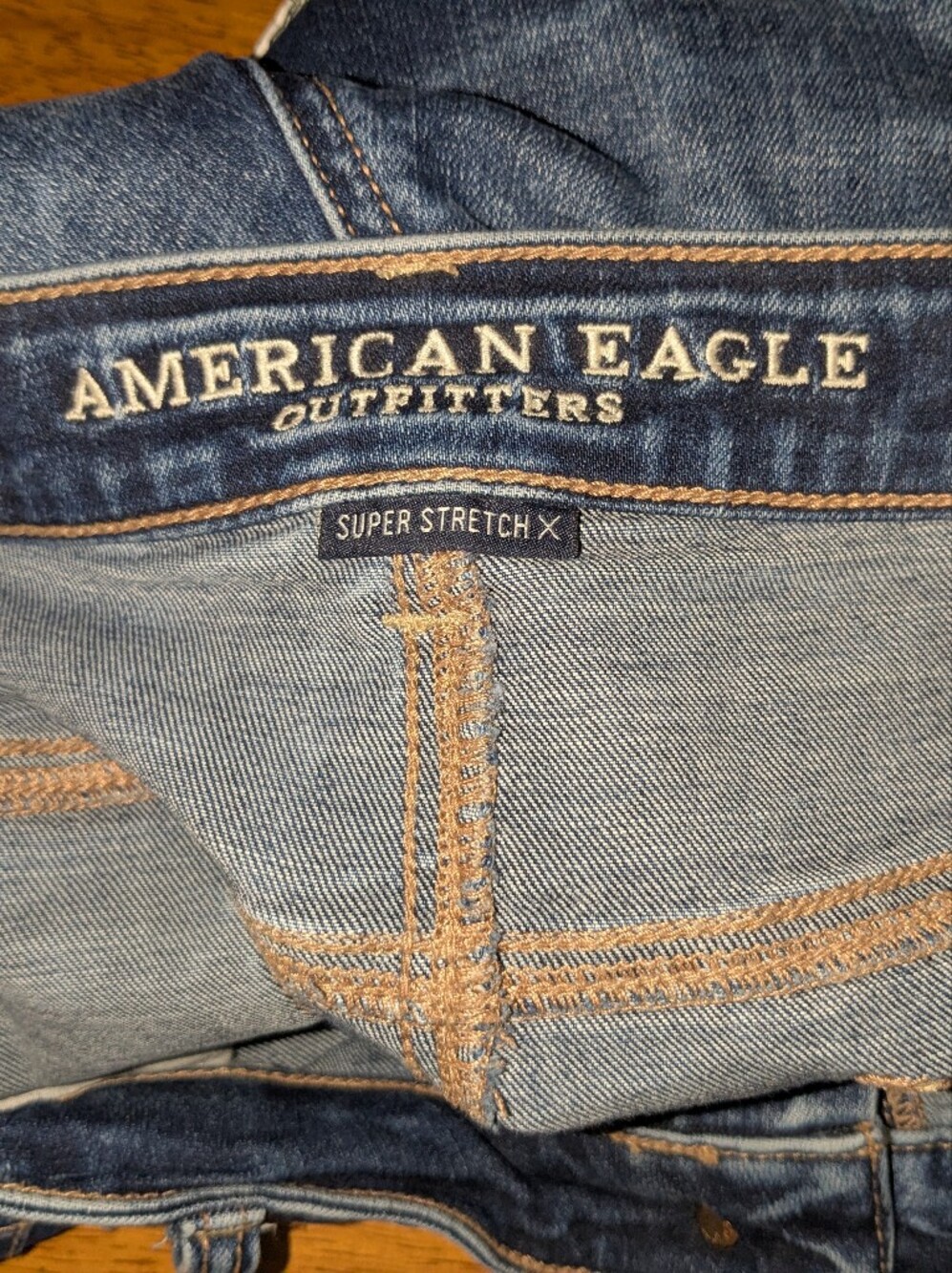 American Eagle Distressed Dark Wash Denim Shorts size 14 - Picture 3 of 4
